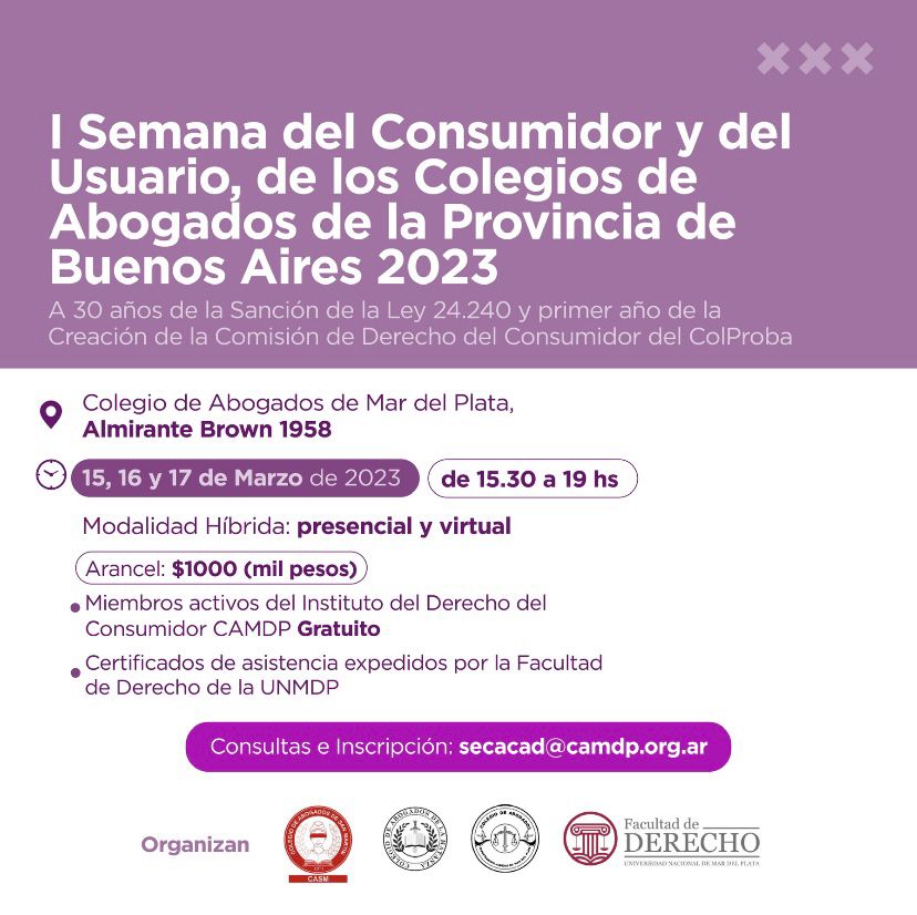 I semana del Consumidor y del Usuario, de los Colegios de Abogados de la Provincia de Buenos Aires